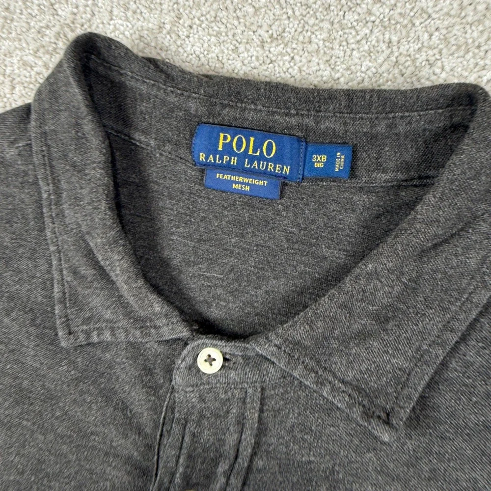 Polo Ralph Lauren Polo Shirt Mens 3XB Gray Featherweight Mesh Short Sleeve Pony
